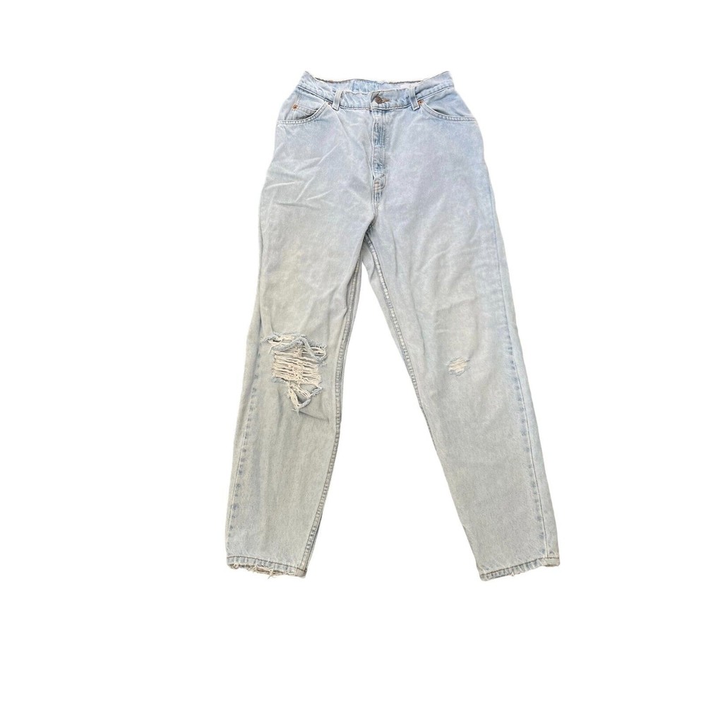 Aligrace Custom Levi's Women's Tapered Fit Ripped Denim Jeans Light Wash Size S